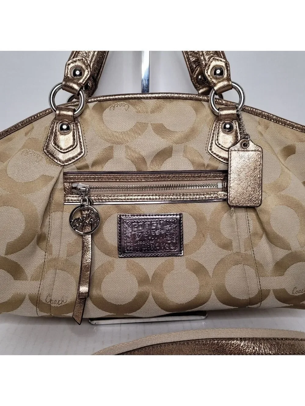 Coach Poppy Champagne Gold Tote Crossbody/Shoulder Bag H1069-16296P
